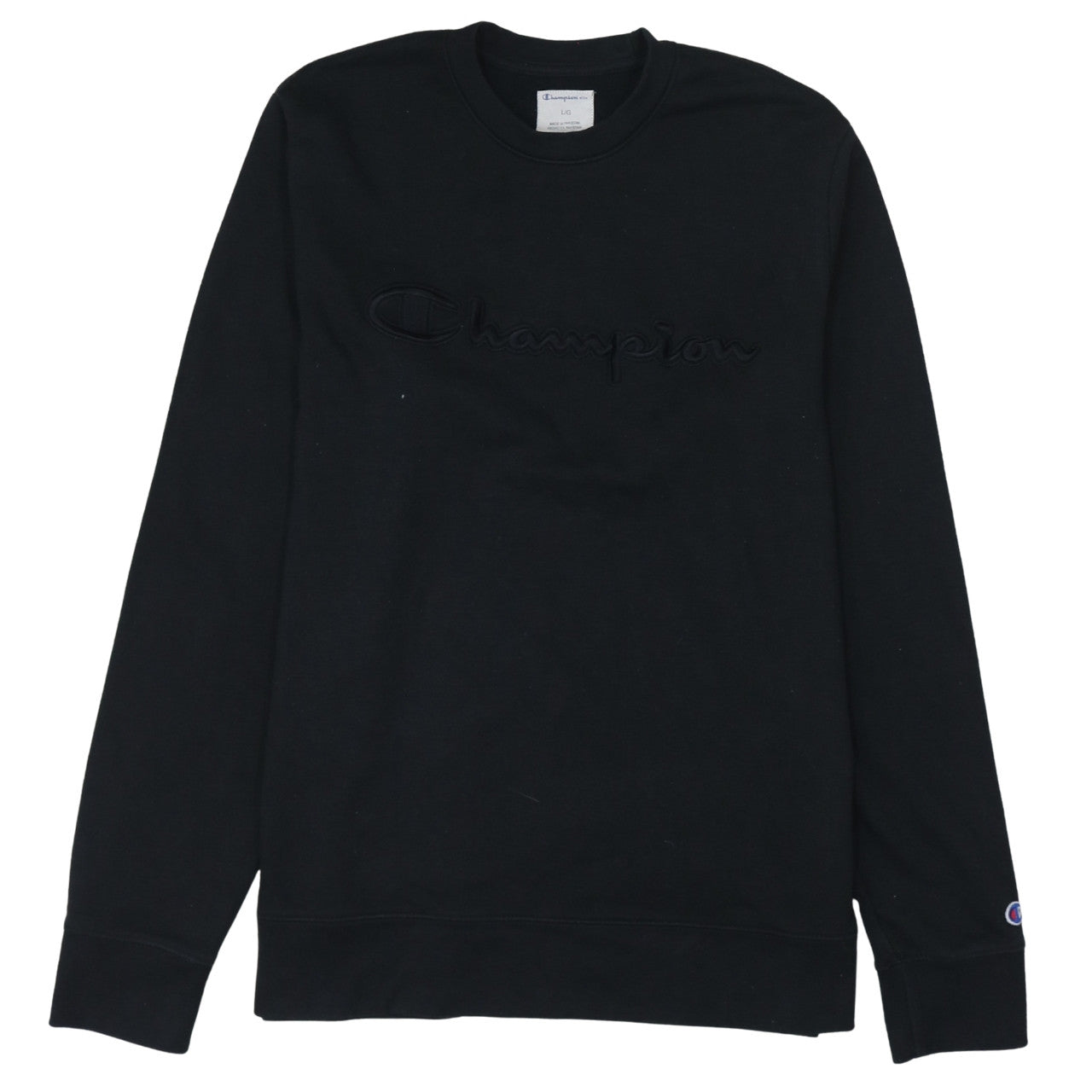 Champion Men's Black L Pullover Sweatshirt Crew Neck Embroidered Logo