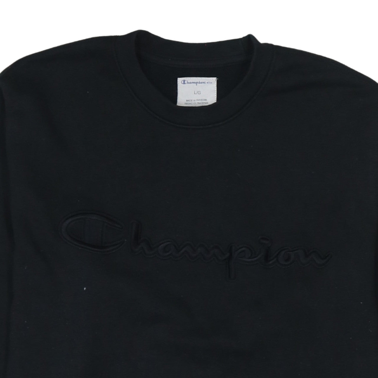 Champion Men's Black L Pullover Sweatshirt Crew Neck Embroidered Logo