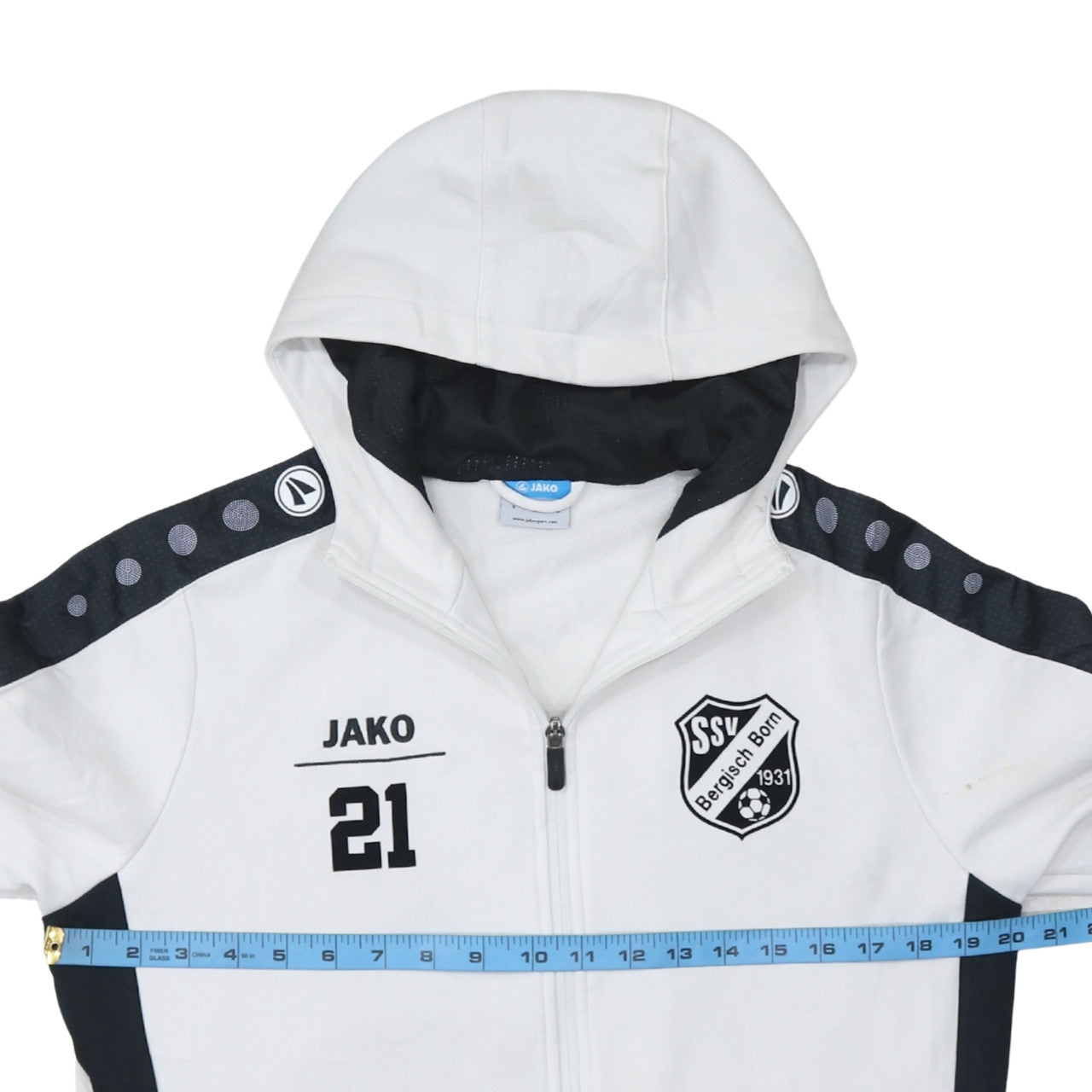 Jako Men's White SSV Bergisch Born Full Zip Hoodie Size S