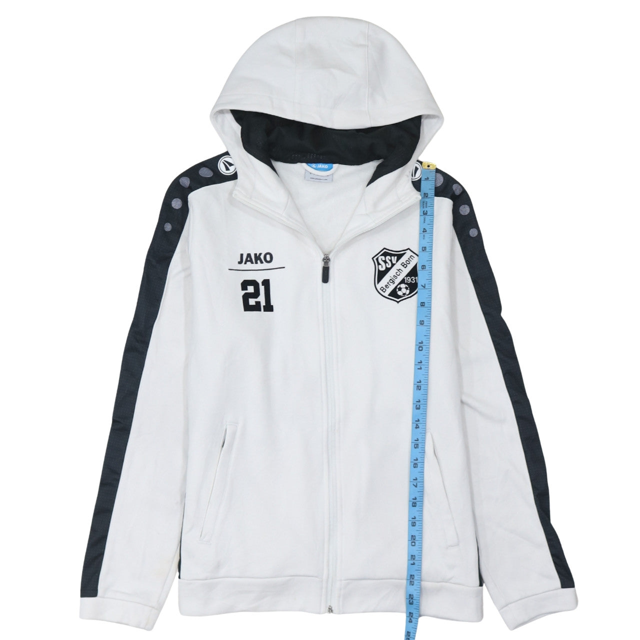 Jako Men's White SSV Bergisch Born Full Zip Hoodie Size S