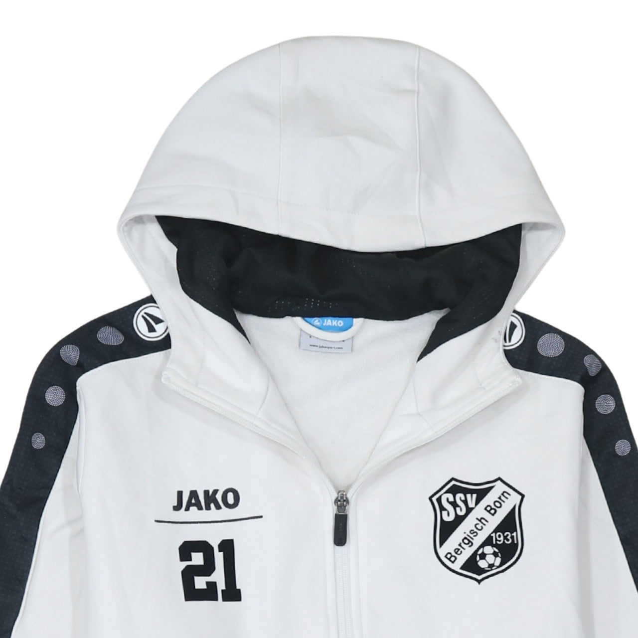 Jako Men's White SSV Bergisch Born Full Zip Hoodie Size S