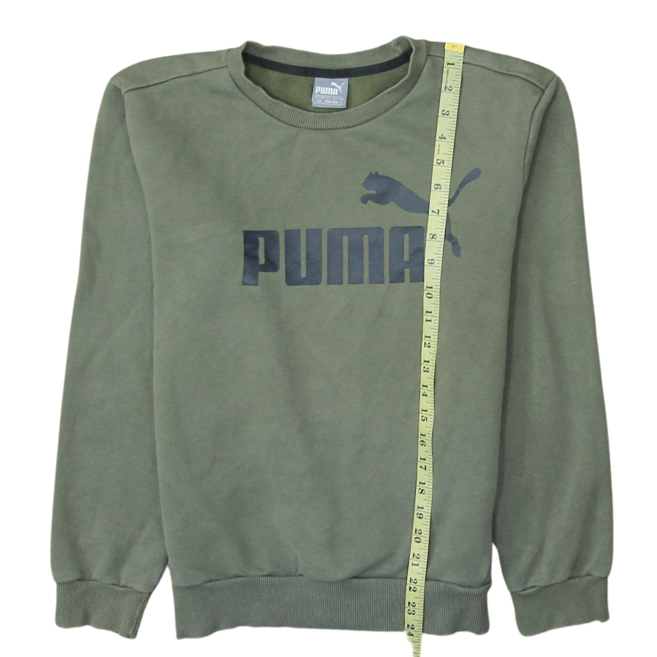 Puma Men's Green Crew Neck Logo Sweatshirt Size S