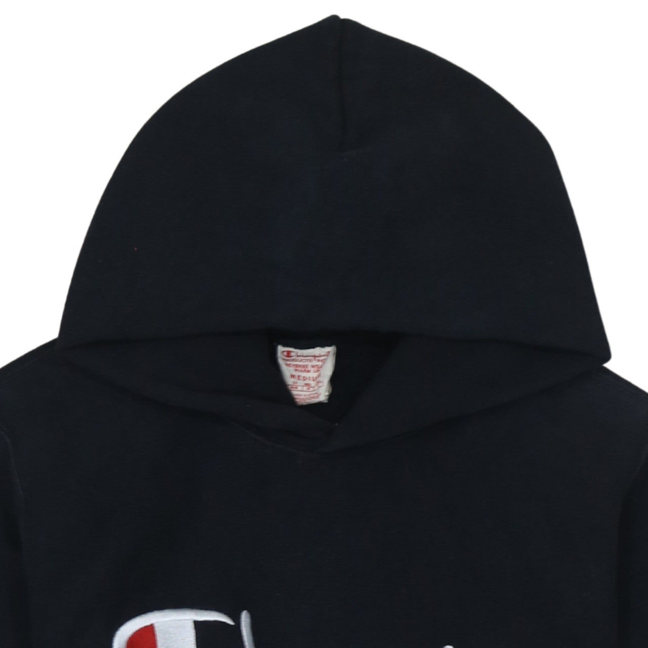 Champion Men's Black Medium Pullover Hoodie Embroidered Logo