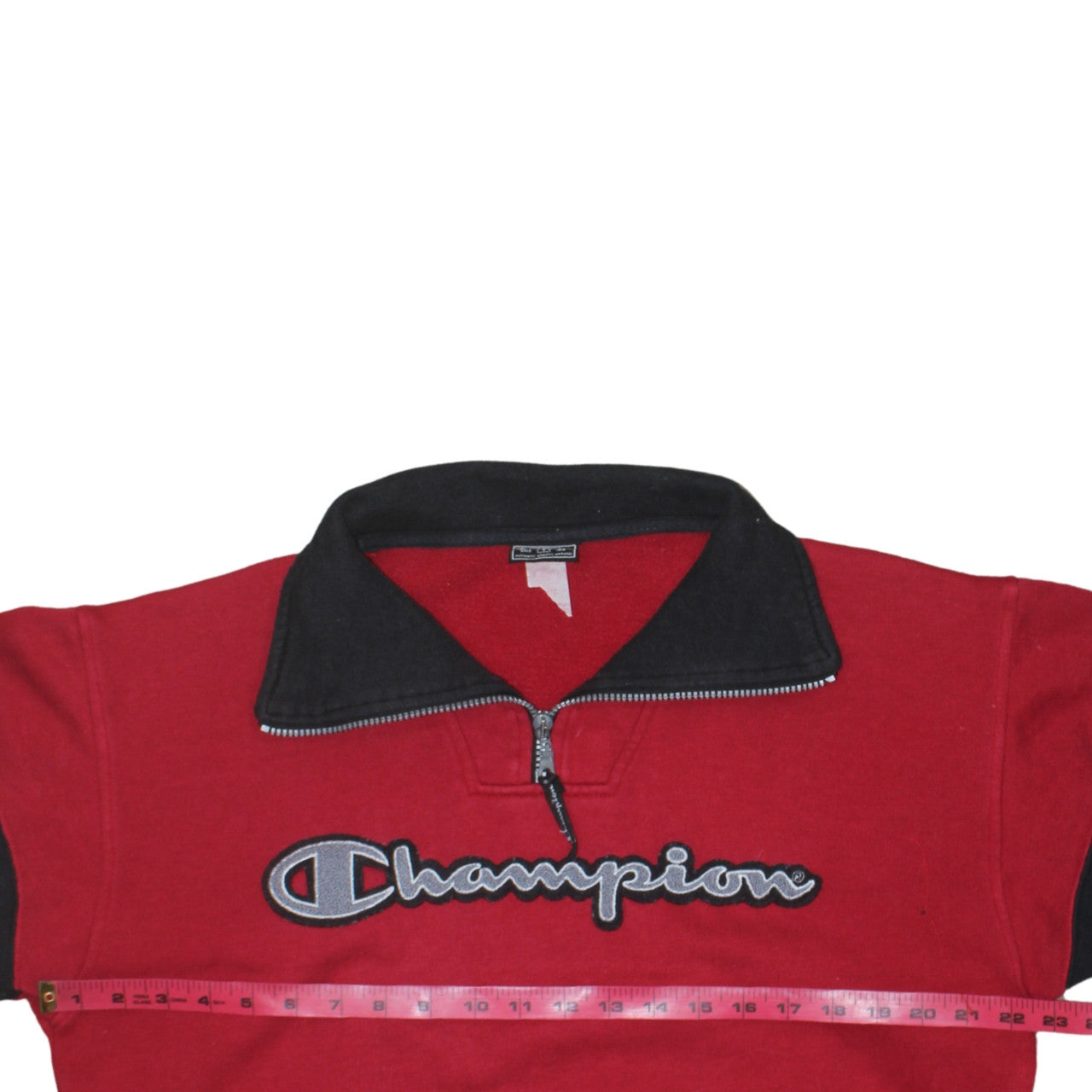 Champion Men's Red 1/4 Zip Collared Fleece Sweatshirt Size S