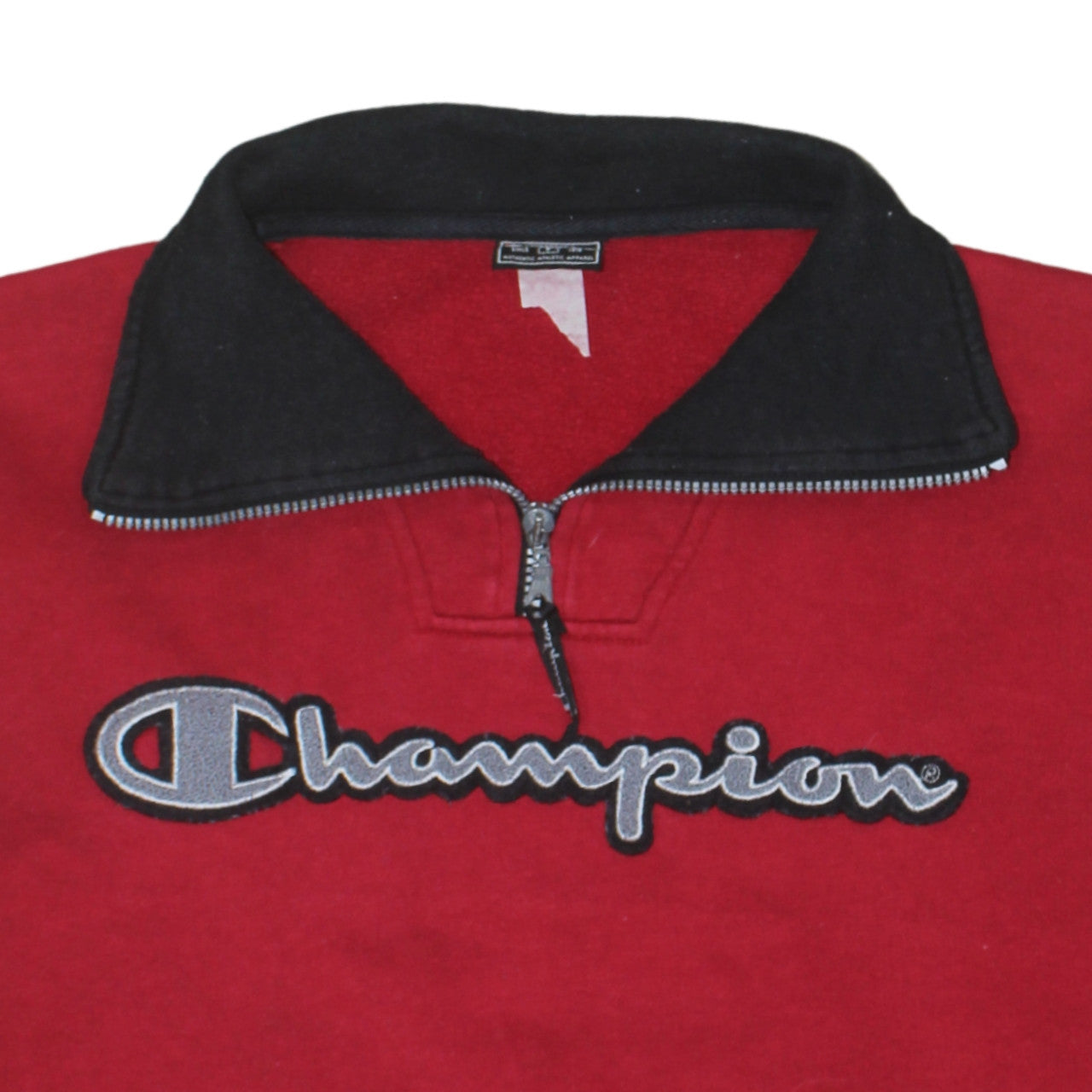 Champion Men's Red 1/4 Zip Collared Fleece Sweatshirt Size S