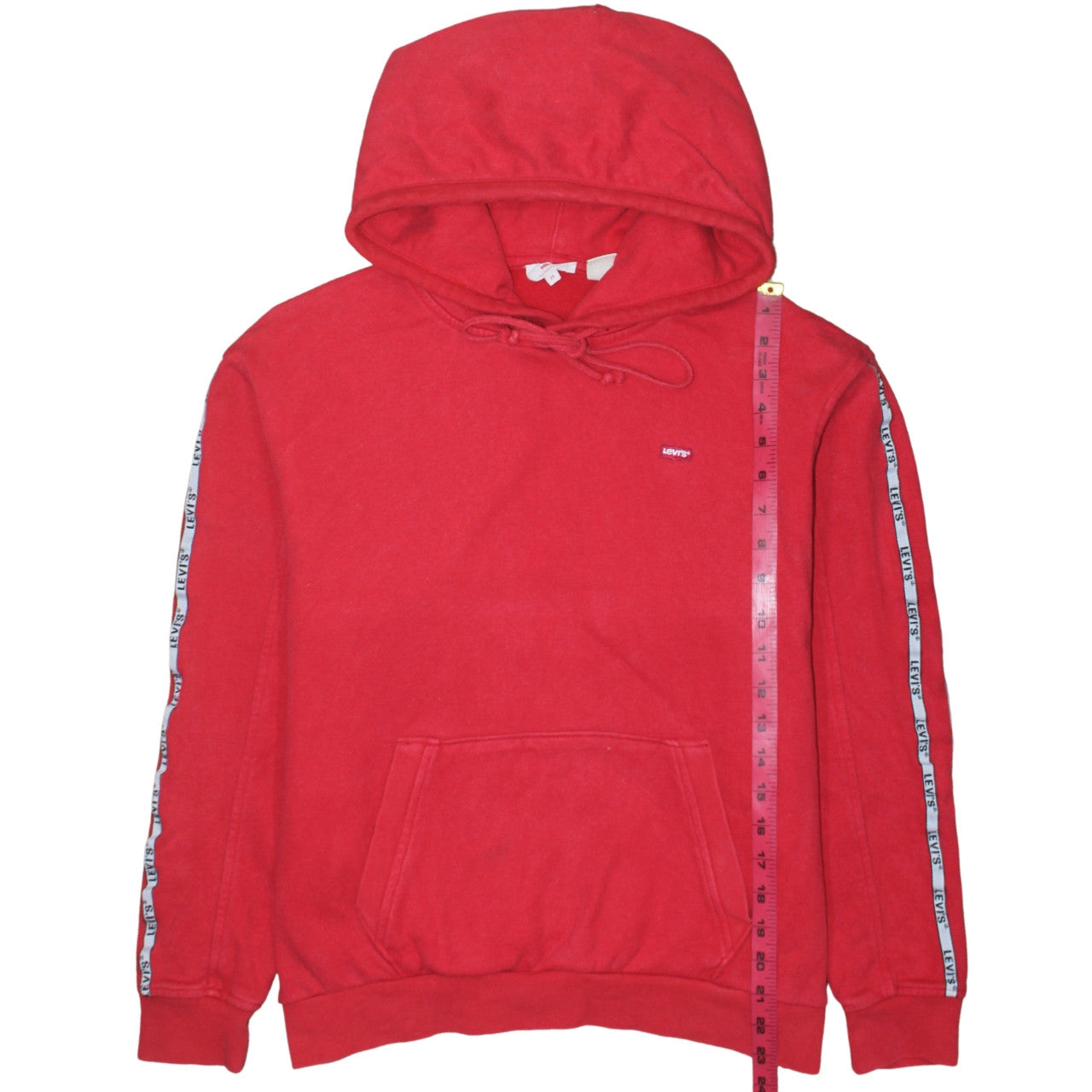 Levi's Men's Red XS Pullover Hoodie with Logo Tape Detail