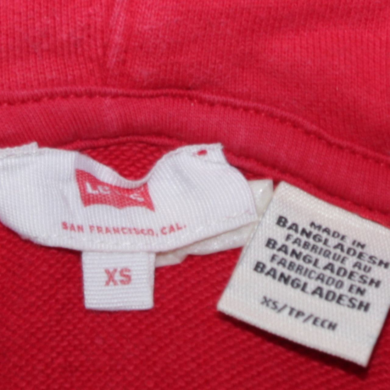Levi's Men's Red XS Pullover Hoodie with Logo Tape Detail