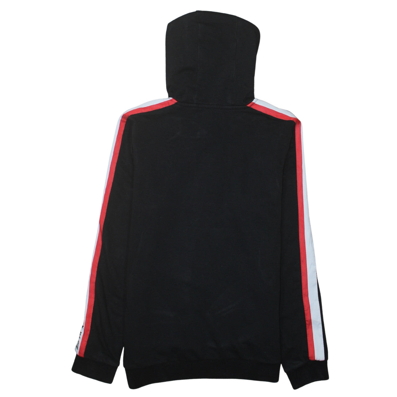 Kappa Mens Black Large Pullover Hoodie with Logo and Stripe Detail