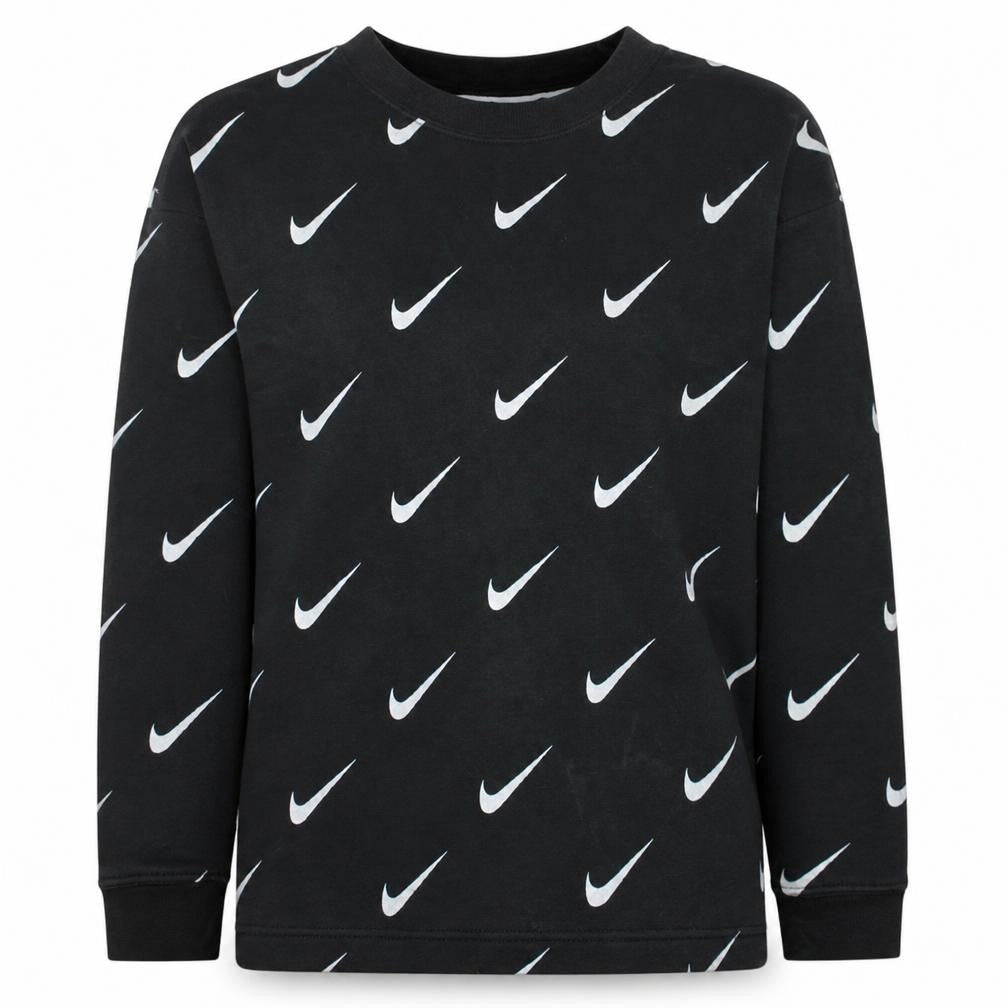Nike Womens Black XS Pullover Sweatshirt with Allover Logo Print