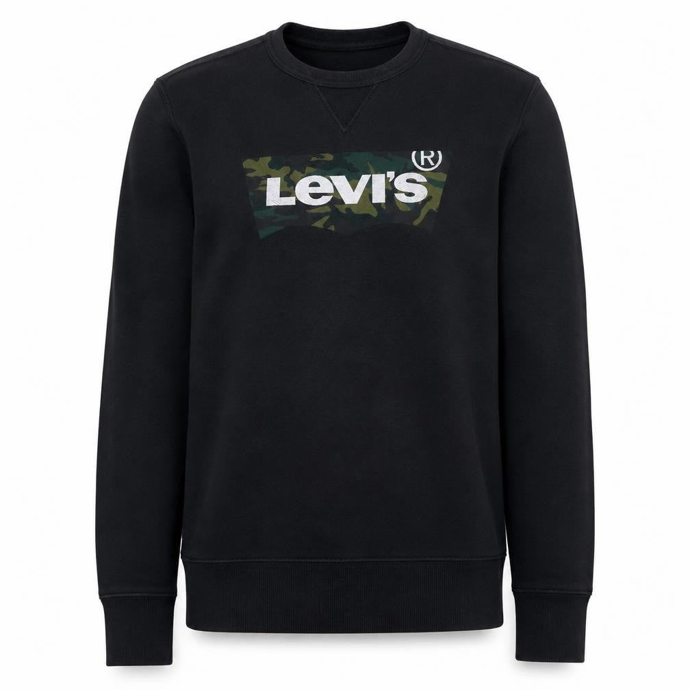 Levi's Men's Black Camouflage Logo Sweatshirt M Pullover Crew Neck
