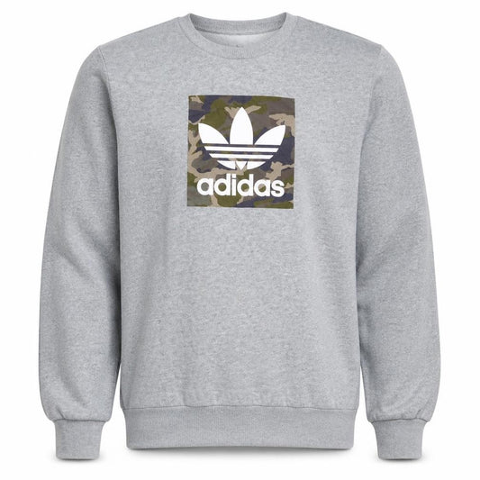 Adidas Men's Grey Camouflage Logo Crew Neck Sweatshirt M
