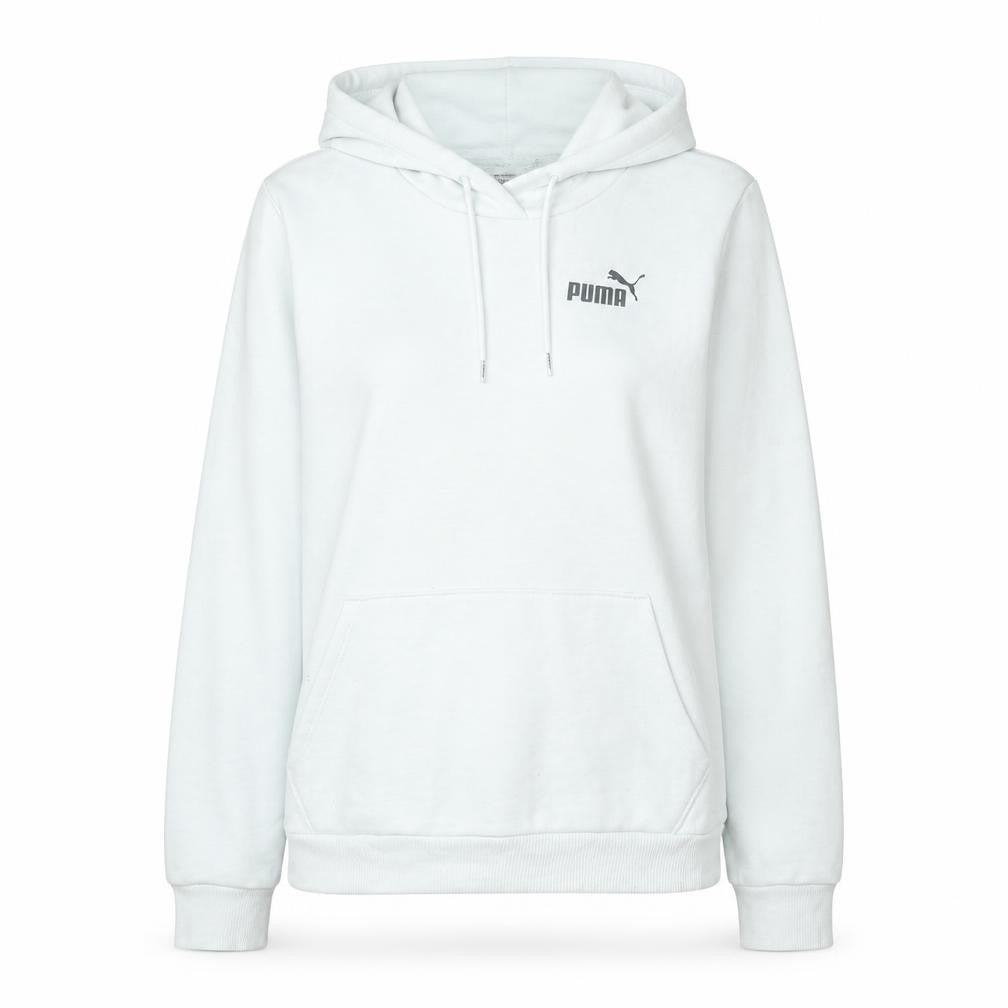 Puma Women White Pullover Hoodie Medium Logo Cotton Blend