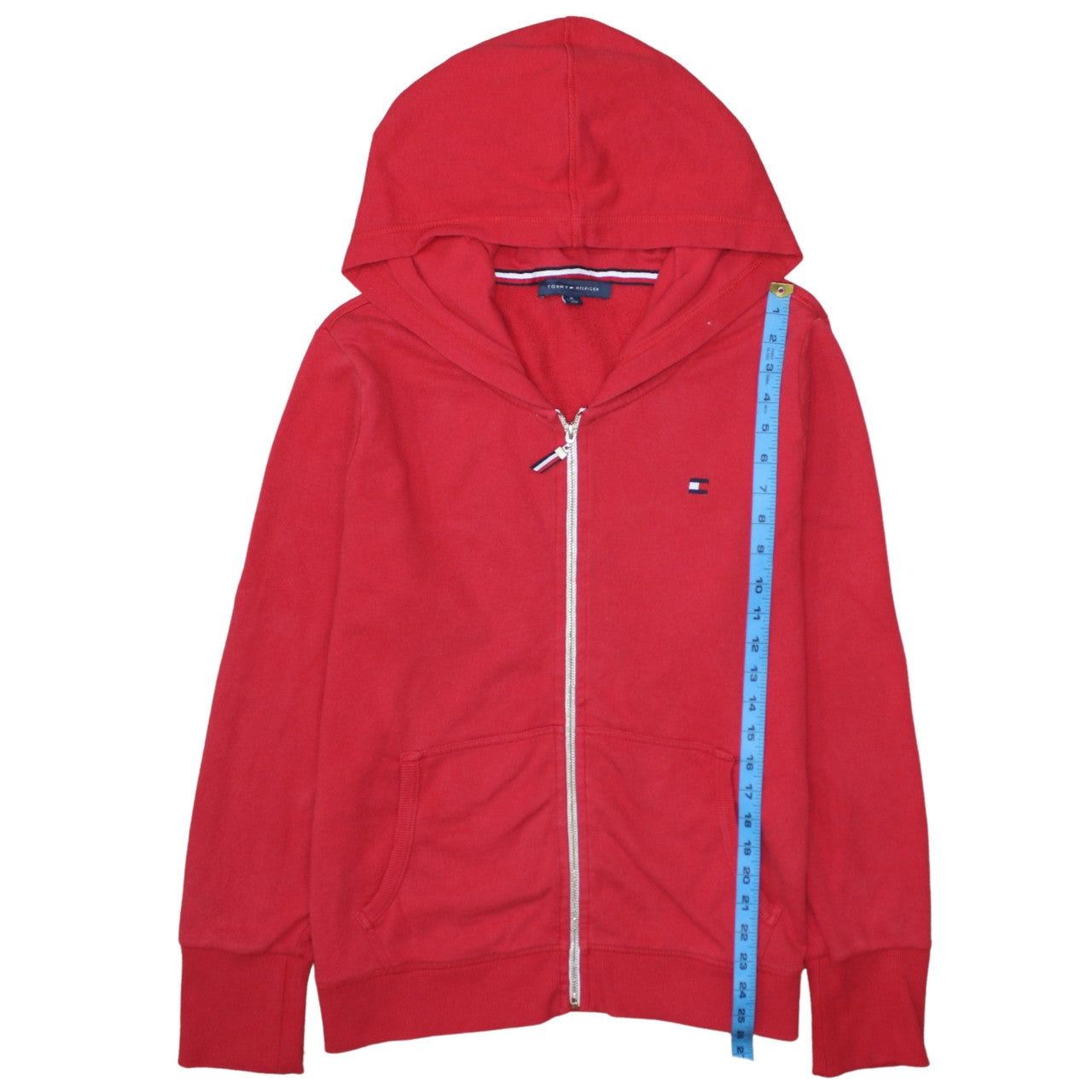 Tommy Hilfiger Men's Red Full Zip Hoodie XL Classic Cotton Blend