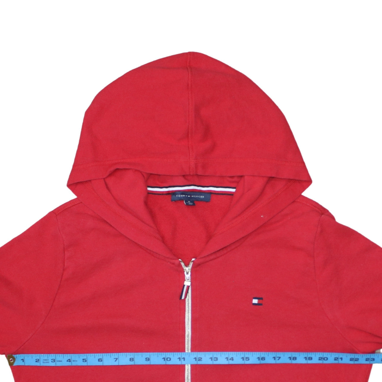 Tommy Hilfiger Men's Red Full Zip Hoodie XL Classic Cotton Blend