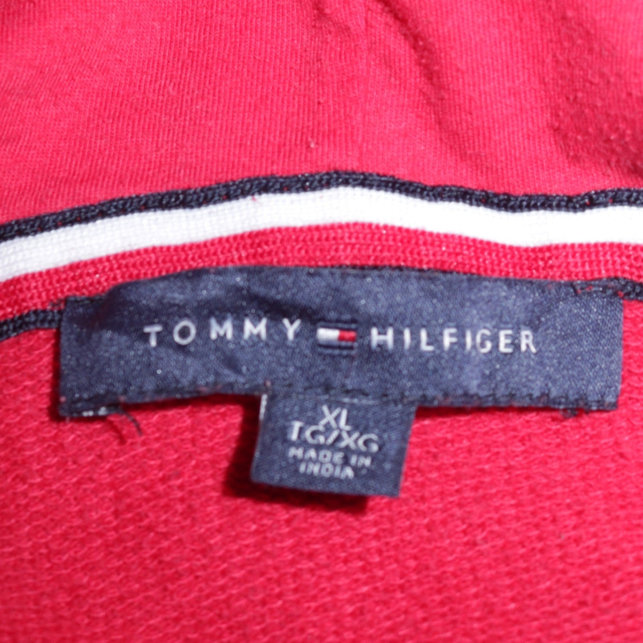 Tommy Hilfiger Men's Red Full Zip Hoodie XL Classic Cotton Blend
