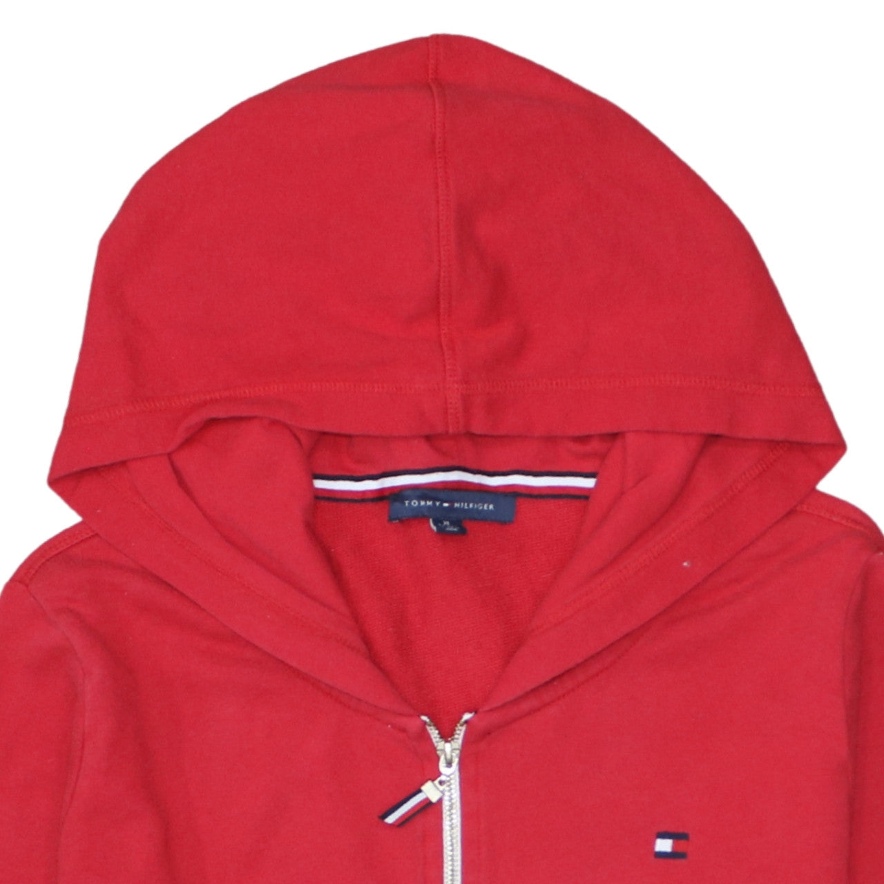 Tommy Hilfiger Men's Red Full Zip Hoodie XL Classic Cotton Blend