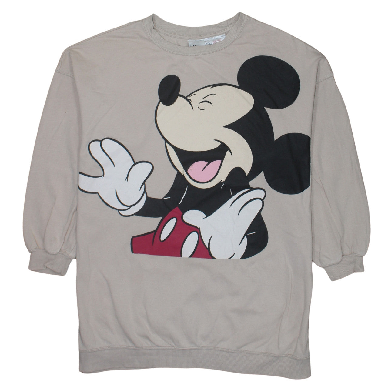H&M Disney Women Beige Mickey Mouse Pullover Sweatshirt M