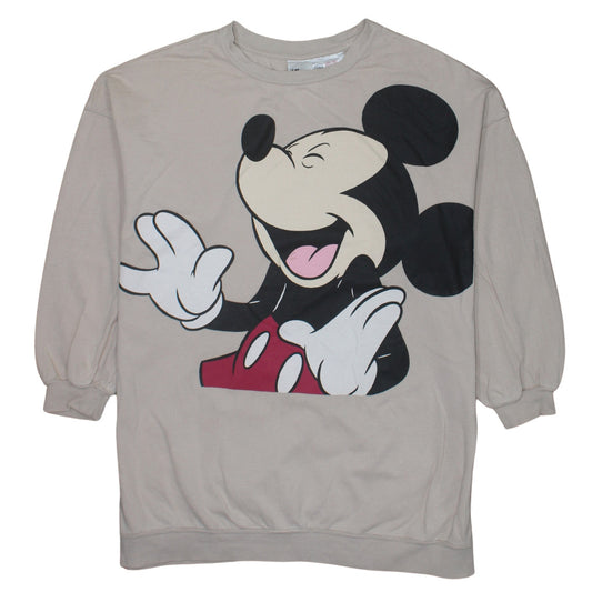 H&M Disney Women Beige Mickey Mouse Pullover Sweatshirt M