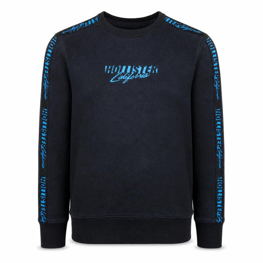 Hollister Mens Black XS Crew Neck Graphic Print Sweatshirt