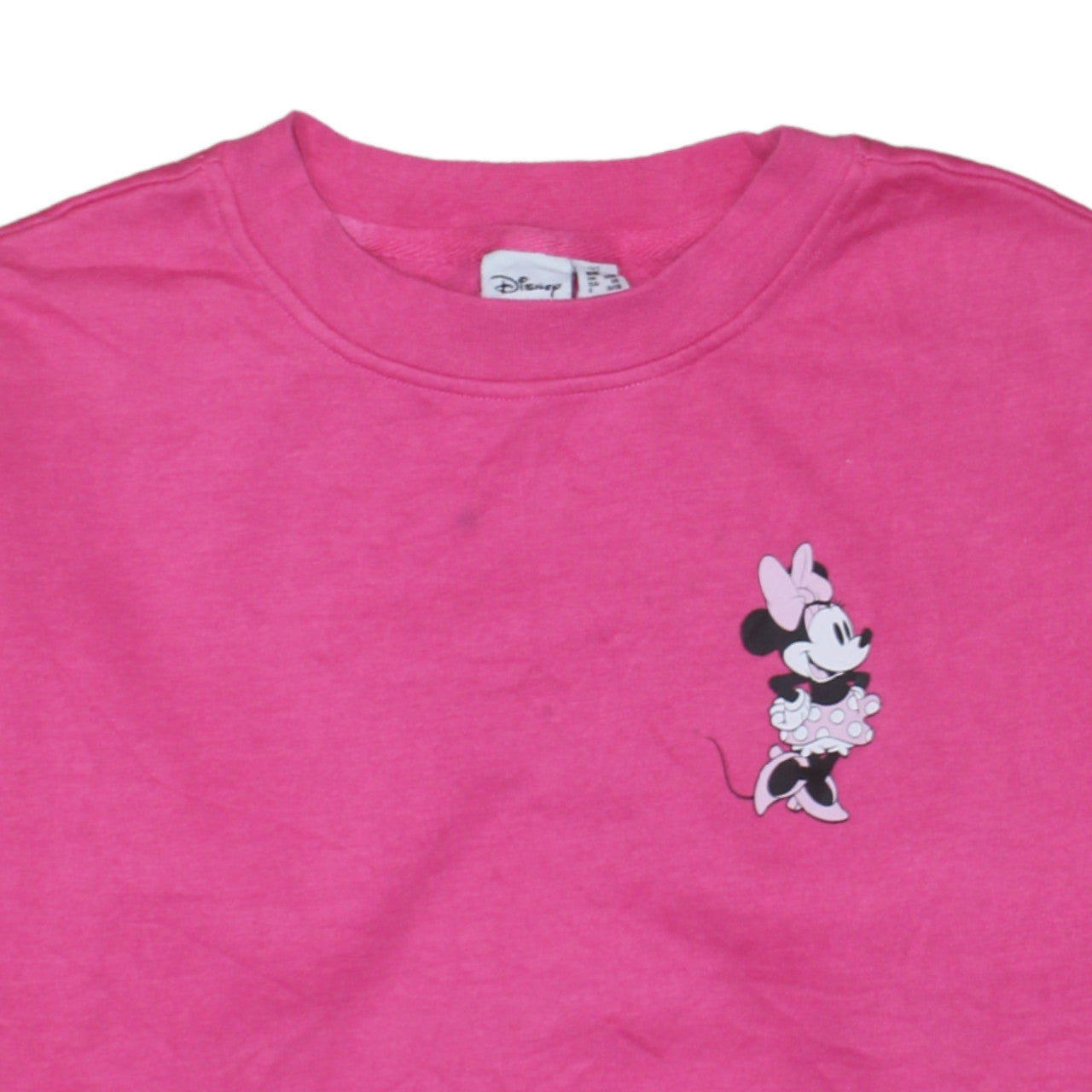 Disney Minnie Mouse Pink Crew Neck Sweatshirt Women 2XS Cotton Blend