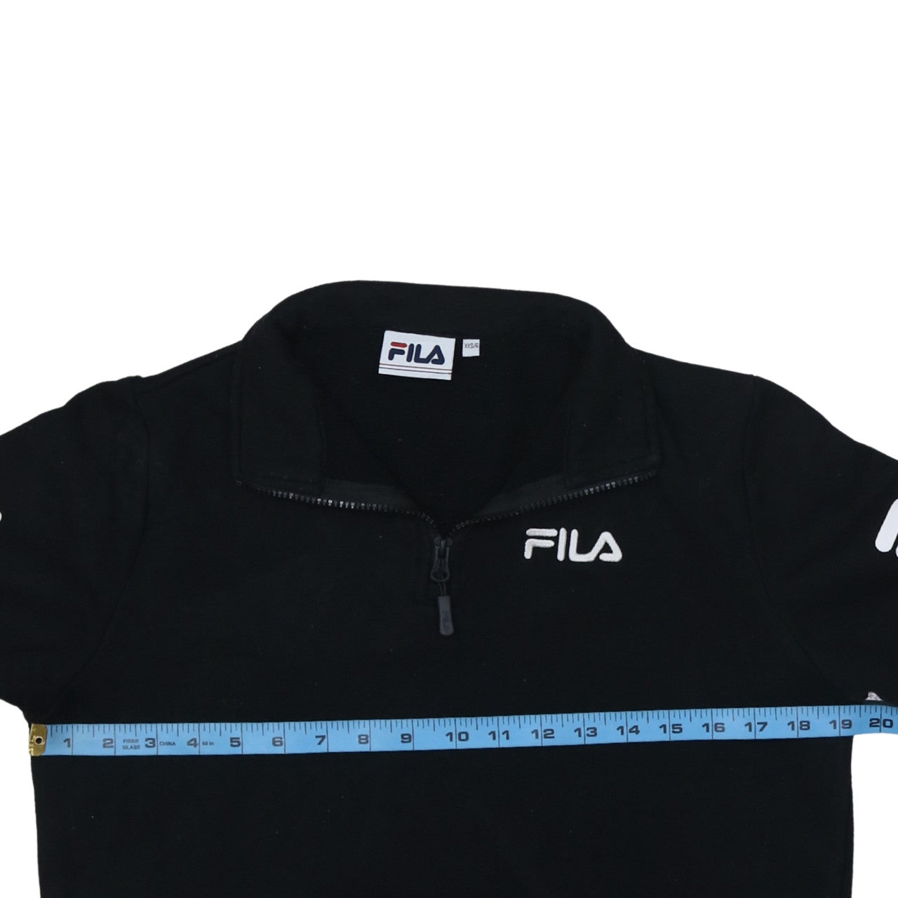 FILA Mens Black XS 1/4 Zip Logo Fleece Sweatshirt