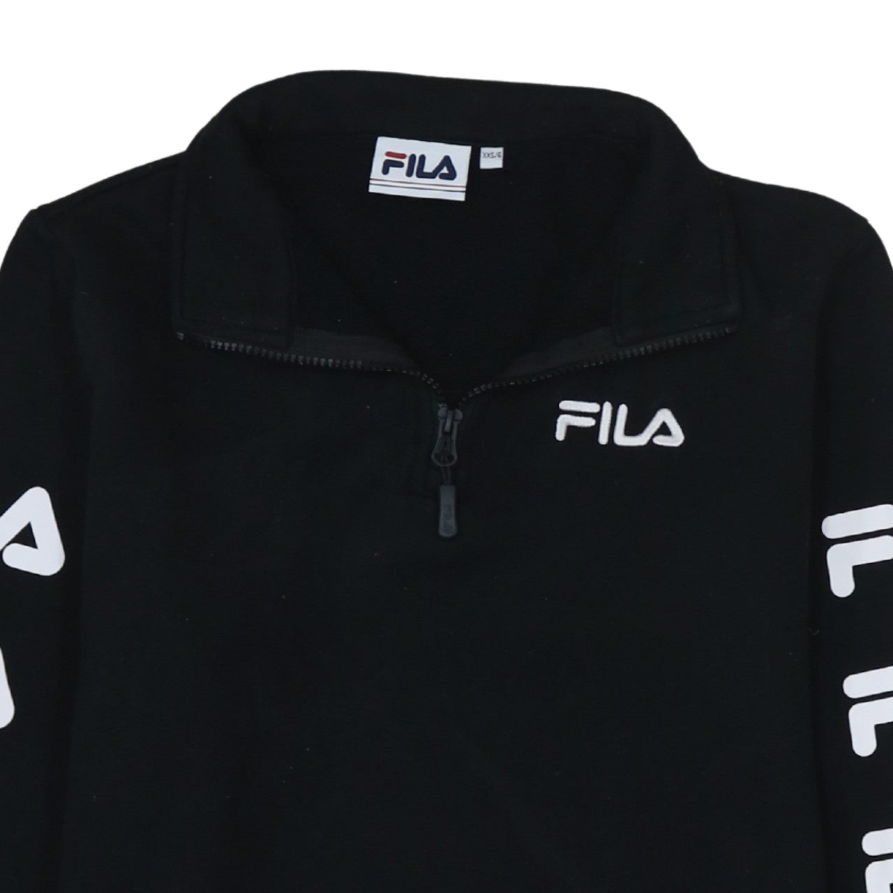 FILA Mens Black XS 1/4 Zip Logo Fleece Sweatshirt