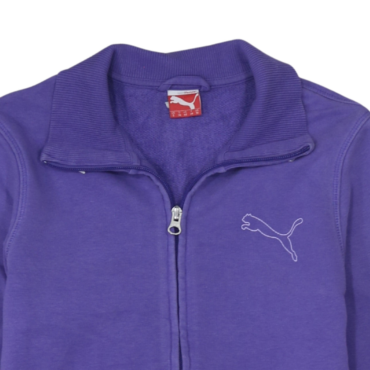 Puma Womens Purple Full Zip Sweatshirt Size UK 10 Cotton Blend