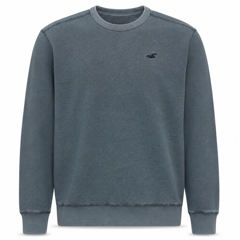 Hollister Men's Grey Pullover Sweatshirt M Regular Fit Logo Crew Neck