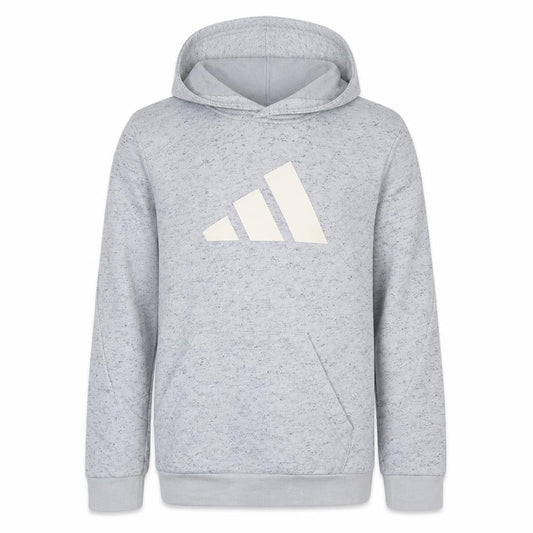 Adidas Boys Grey Pullover Hoodie Size 13-14 Years Regular Fit Logo Print