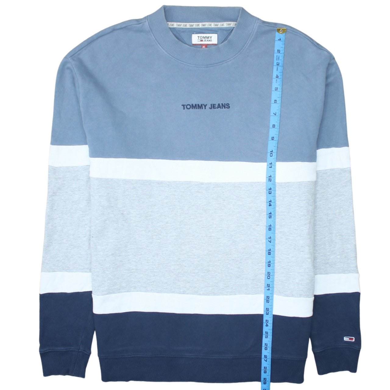 Tommy Jeans Mens Blue Colour Block Crew Neck Sweatshirt XL