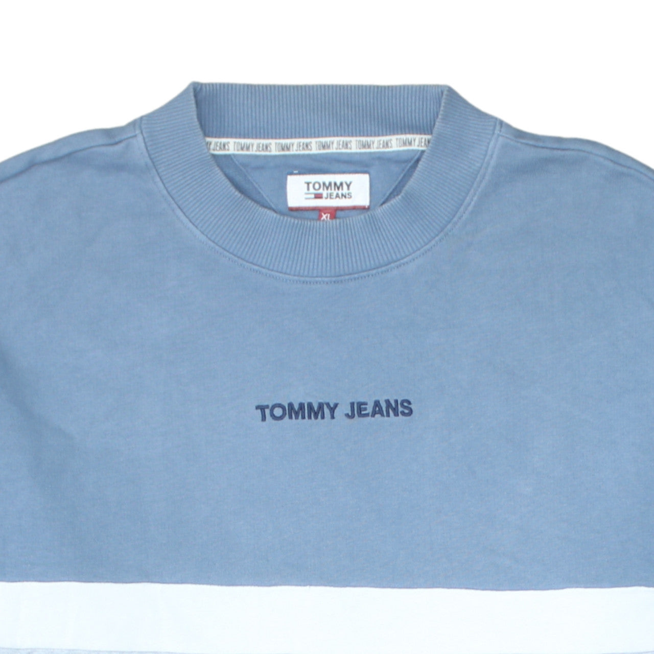 Tommy Jeans Mens Blue Colour Block Crew Neck Sweatshirt XL