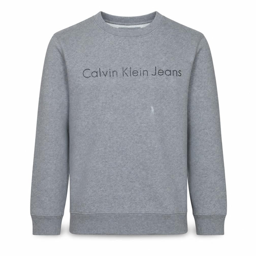 Calvin Klein Jeans Men's Grey Small Pullover Sweatshirt Logo Cotton
