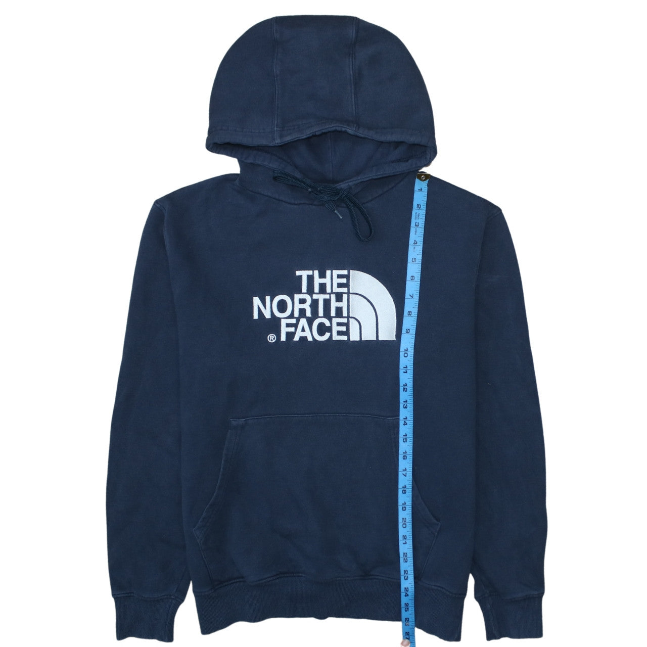 The North Face Men's Blue Pullover Hoodie L Logo Fleece Cotton
