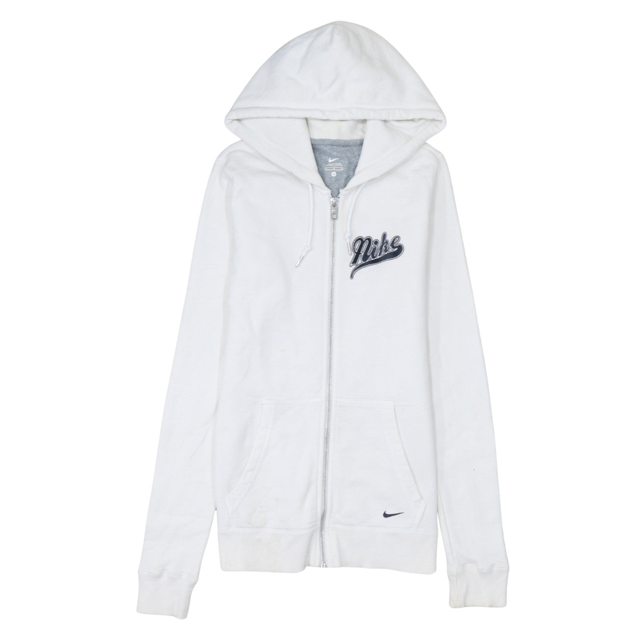 Nike Women's White Full Zip Hoodie Size M Cotton Logo Casual