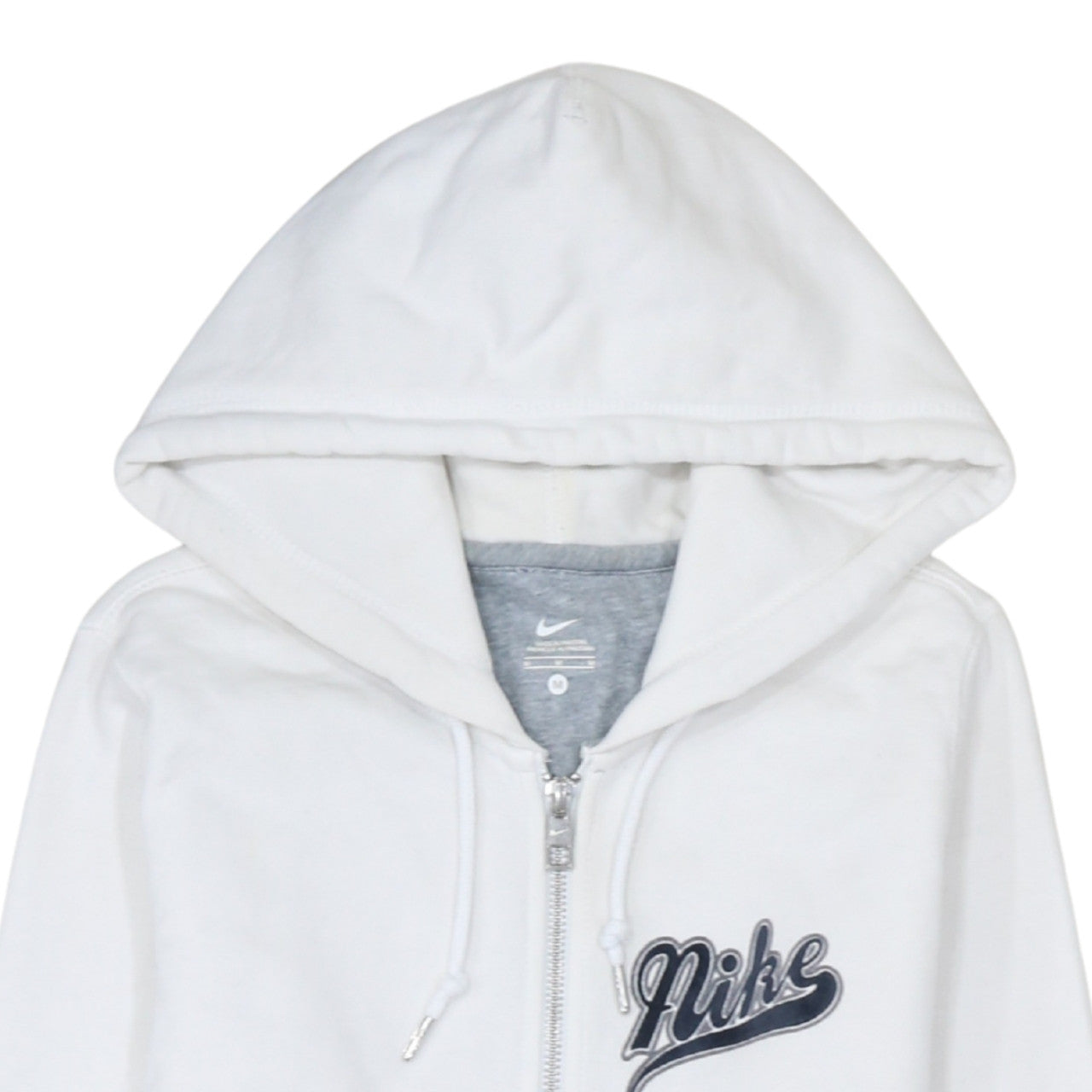Nike Women's White Full Zip Hoodie Size M Cotton Logo Casual
