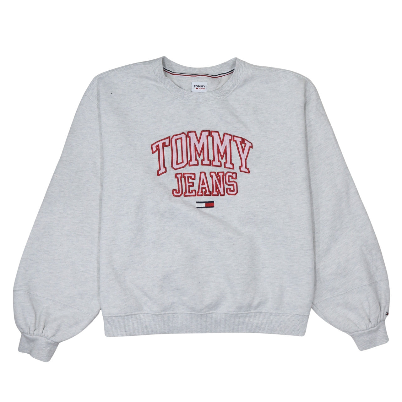 Tommy Jeans Womens Grey 2XL Pullover Sweatshirt Embroidered Logo