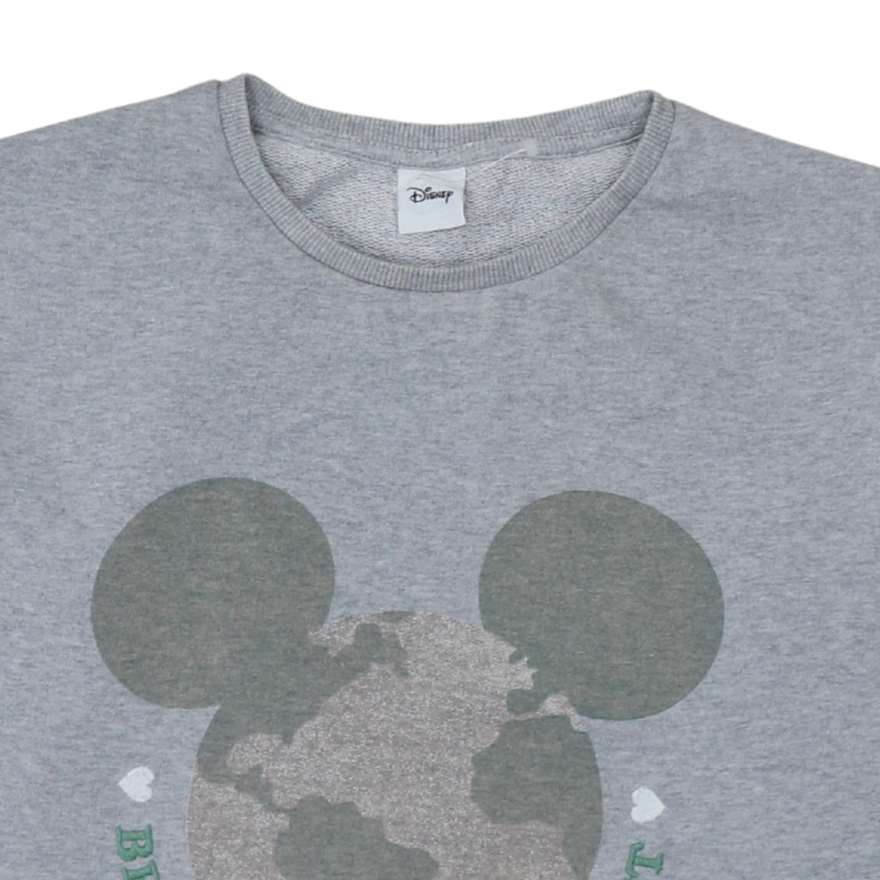 Disney Women Grey Crew Neck Pullover Sweatshirt Size M Be Kind To Our Planet