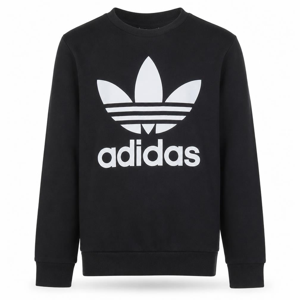 Adidas Boys Black Crew Neck Pullover Sweatshirt 14-15 Years Logo Print