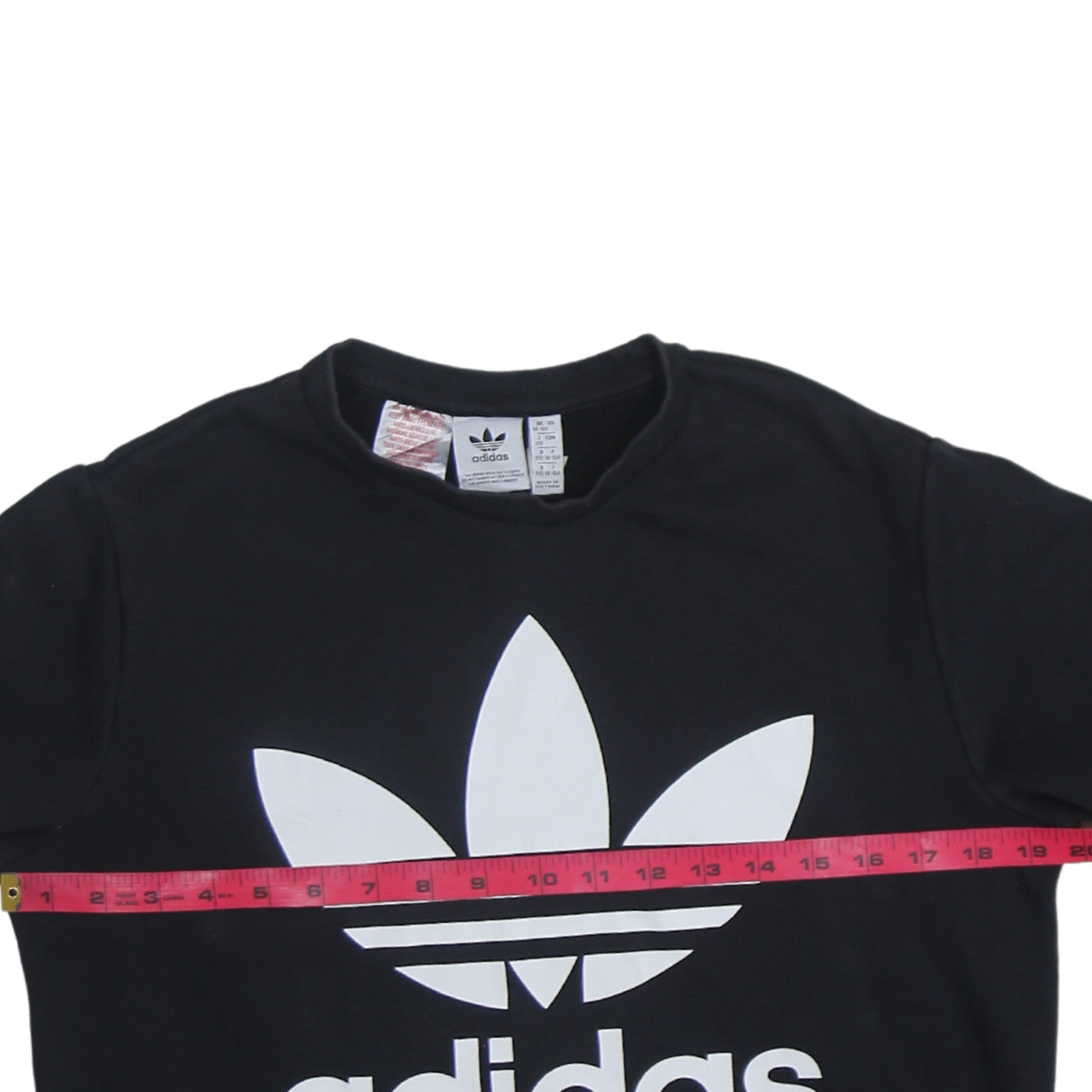 Adidas Boys Black Crew Neck Pullover Sweatshirt 14-15 Years Logo Print