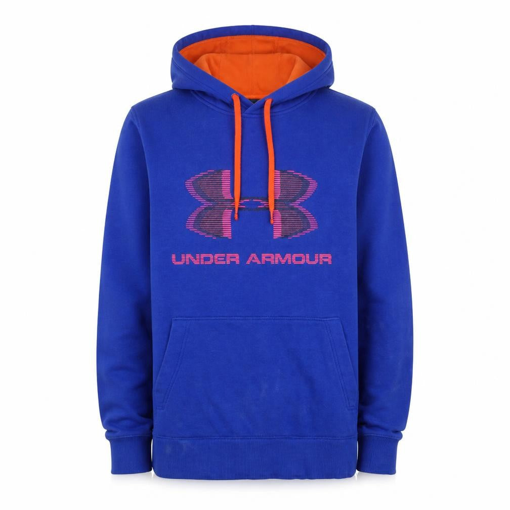 Under Armour Men's Blue Pullover Hoodie Size S Loose Fit Logo Fleece