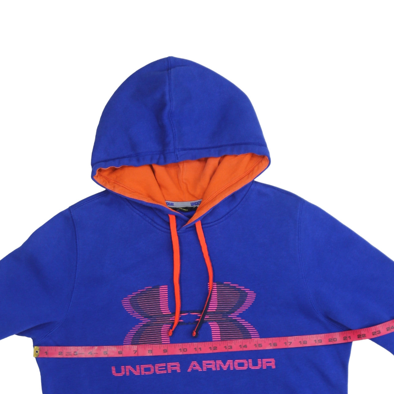 Under Armour Men's Blue Pullover Hoodie Size S Loose Fit Logo Fleece