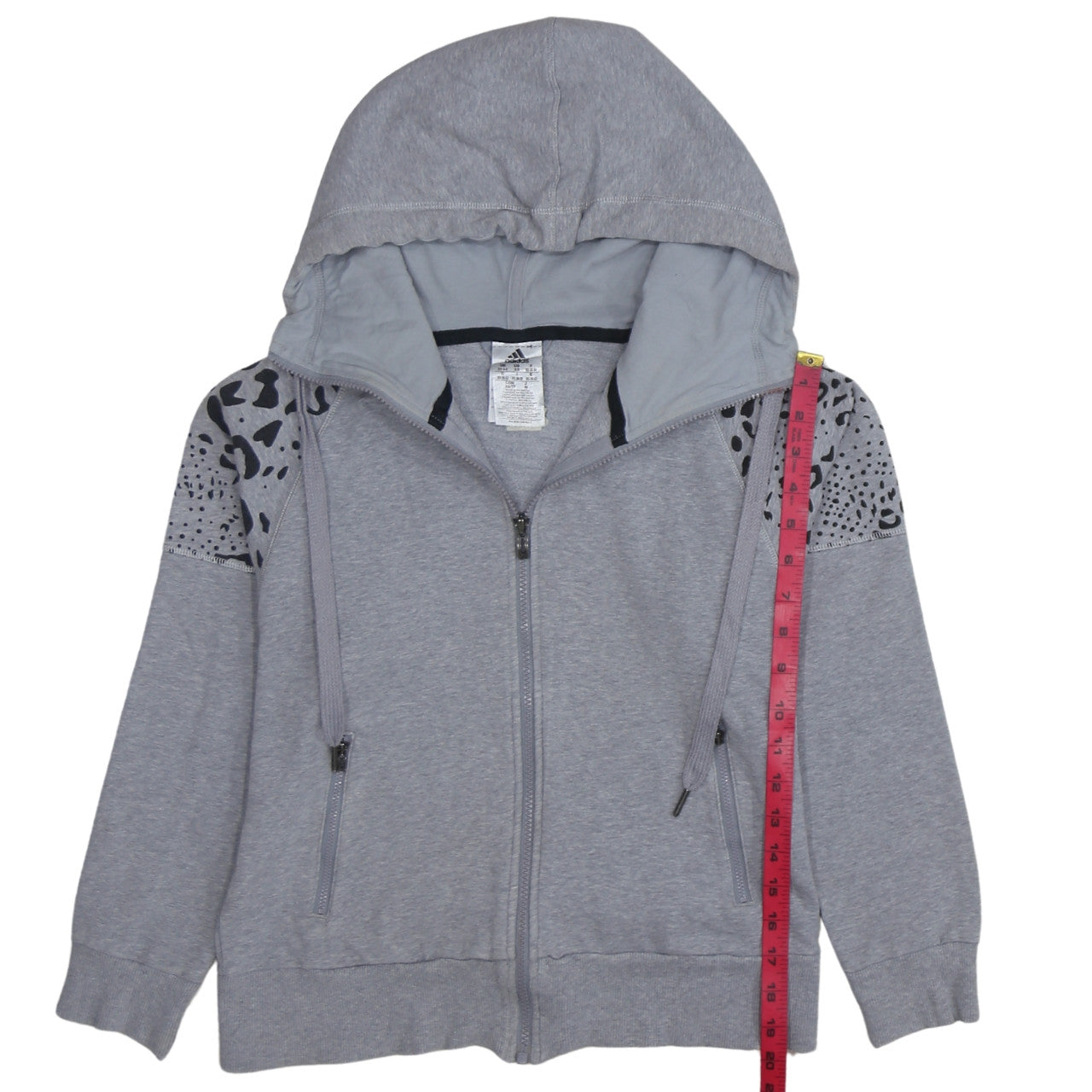 Adidas Women's Grey Animal Print Full Zip Hoodie XS