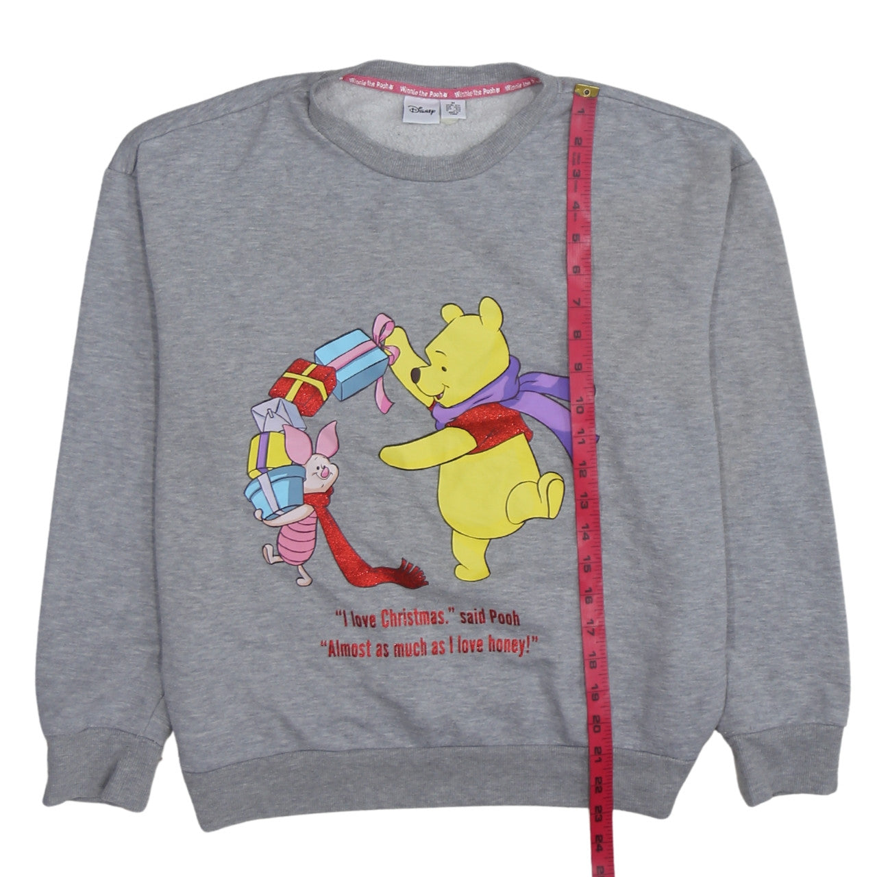 Disney Winnie the Pooh Grey Christmas Sweatshirt Women M 12/14