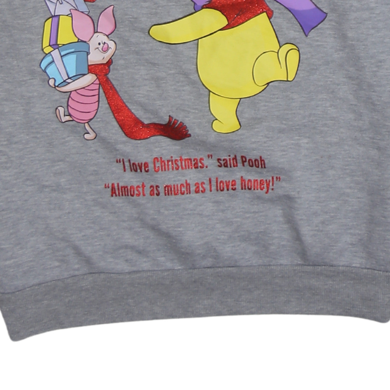 Disney Winnie the Pooh Grey Christmas Sweatshirt Women M 12/14
