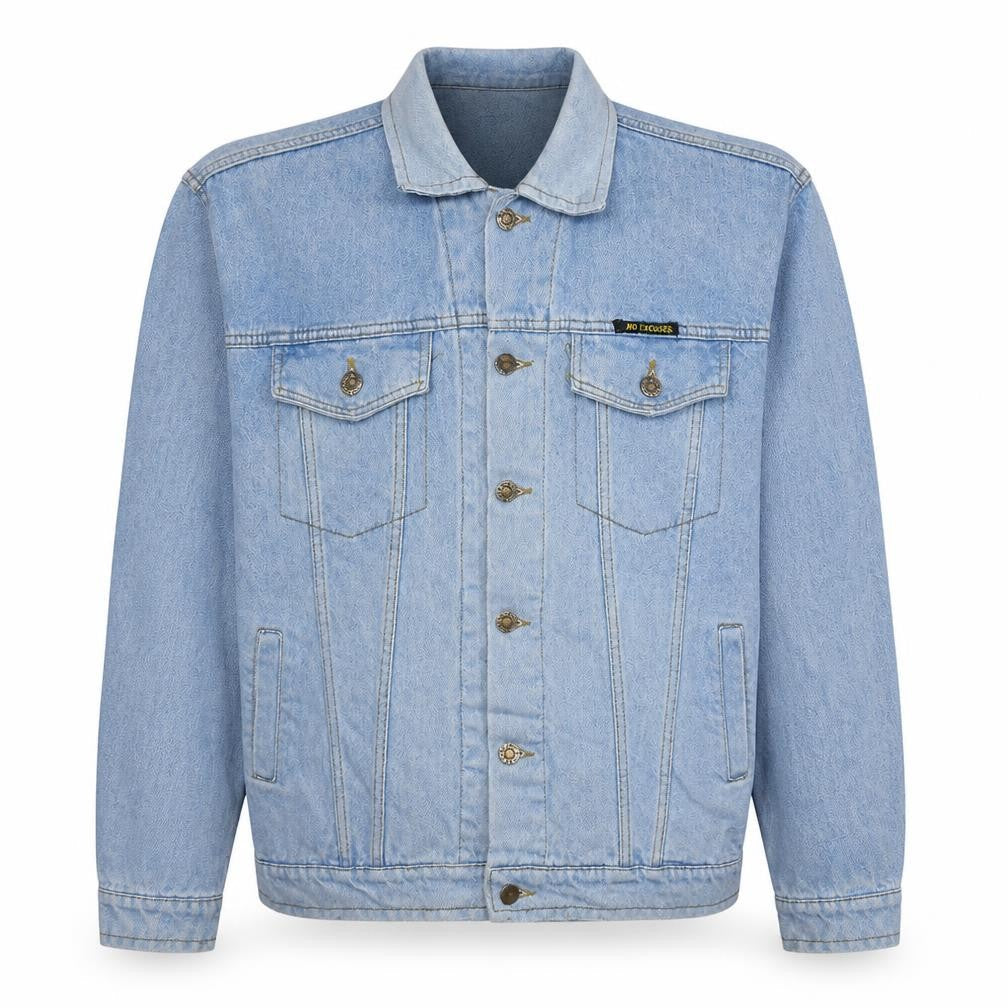 No Excuses Men's Blue Denim Jacket 2XL Classic 90s Style