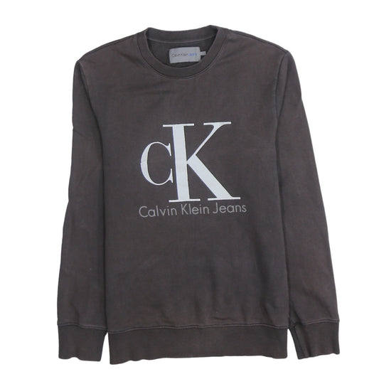 Calvin Klein Jeans Men Brown Cotton Logo Sweatshirt Size S