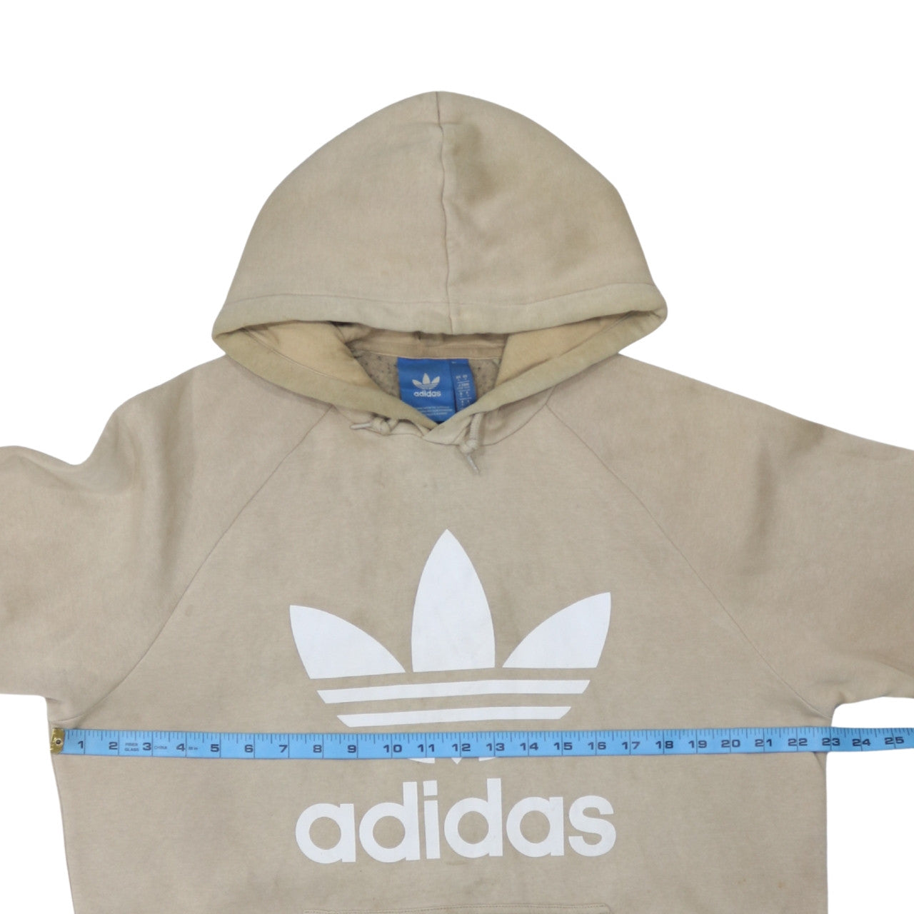 Adidas Men’s Beige Pullover Hoodie L Logo Graphic Cotton Blend
