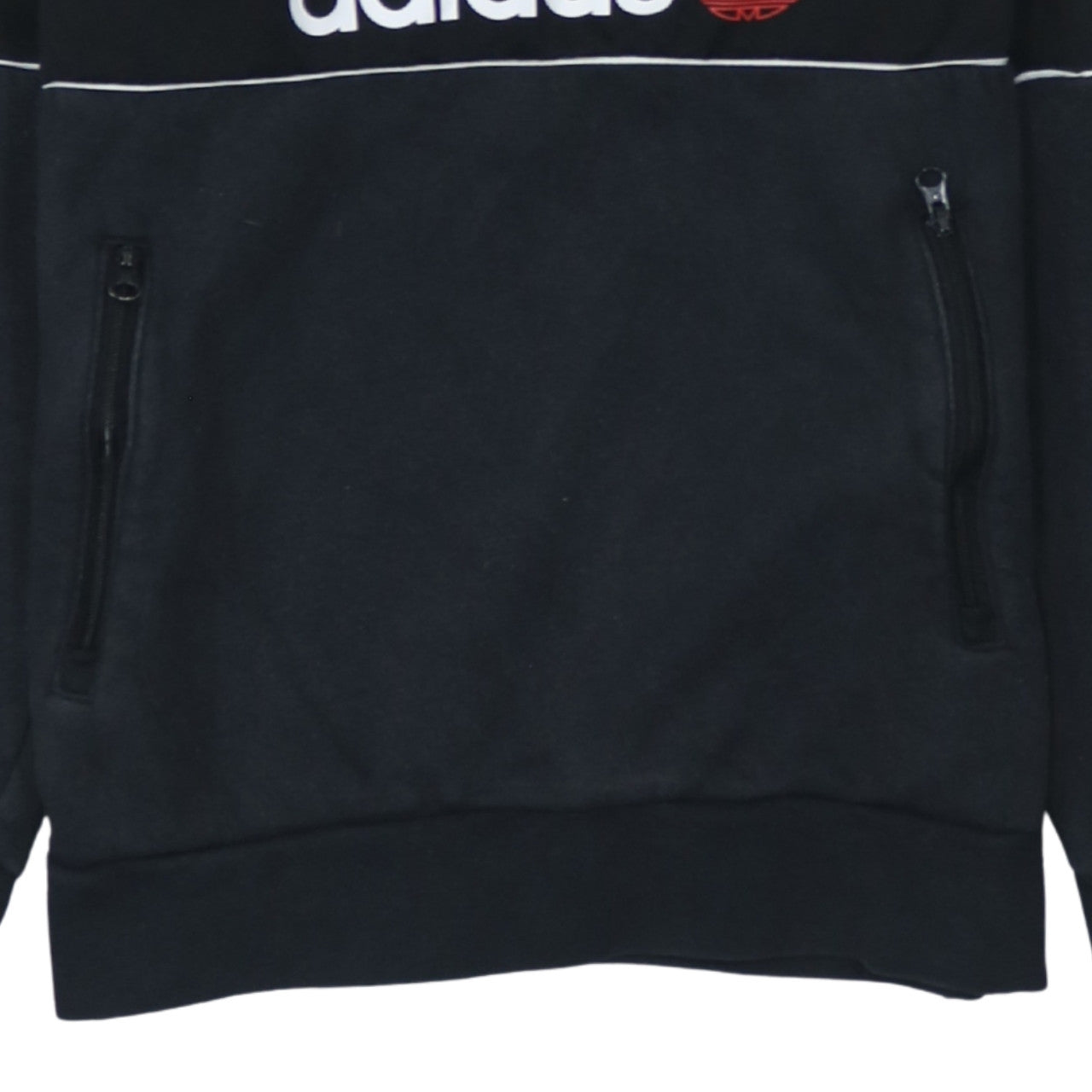Adidas Boys Black 13-14 Years 1/4 Zip Hoodie with Stripes and Logo