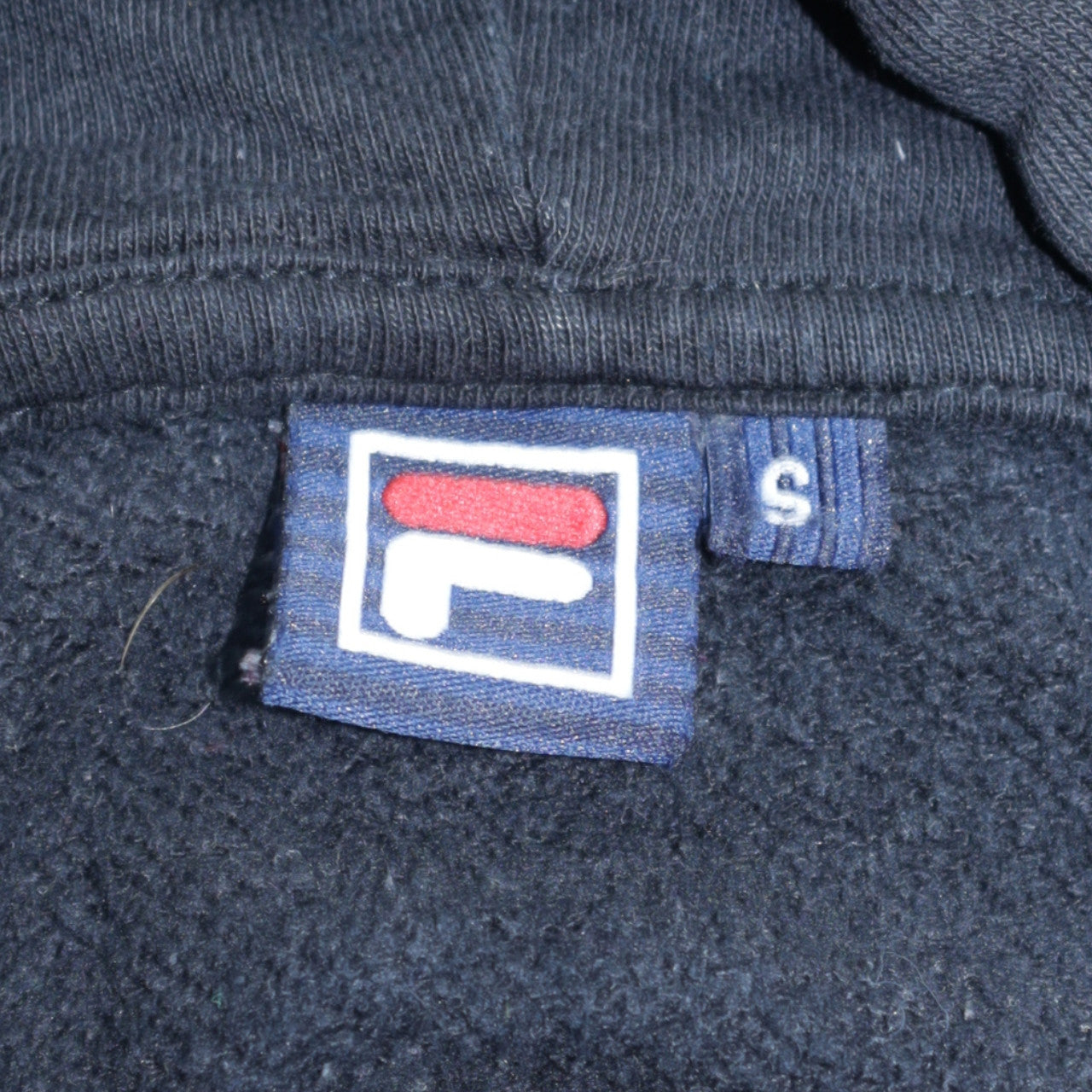 FILA Men's Black Pullover Hoodie Small Logo Fleece Sweatshirt