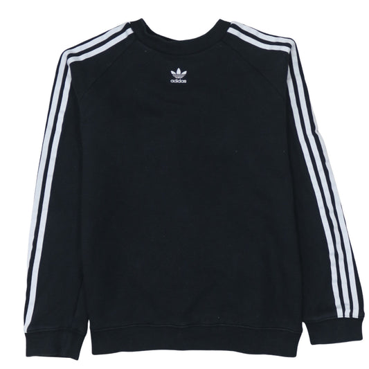 Adidas Womens Black Pullover Sweatshirt UK 14 Cotton Blend Crew Neck